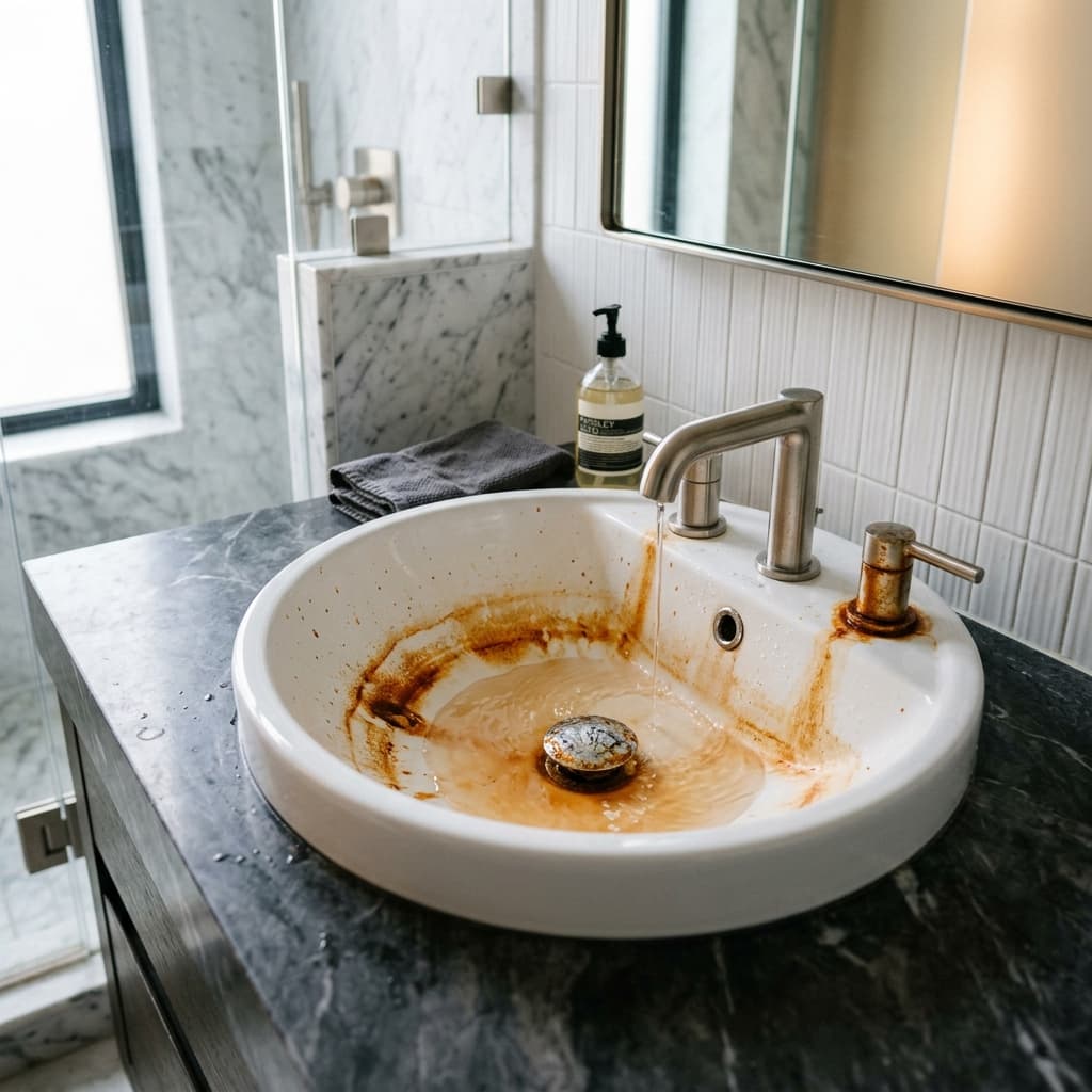 Iron stains in sink